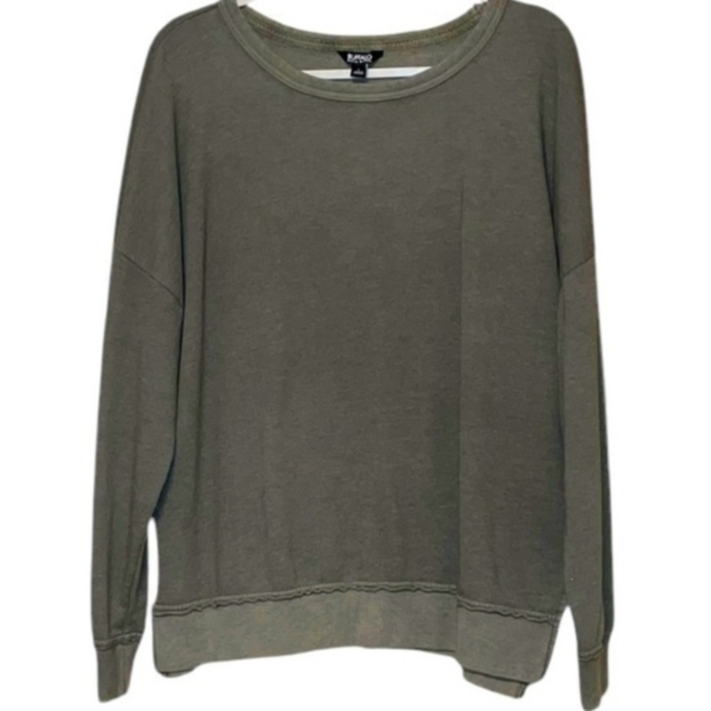 Buffalo David Bitton Women's Sweatshirt M Olive (Wood) Green Crewneck Casual